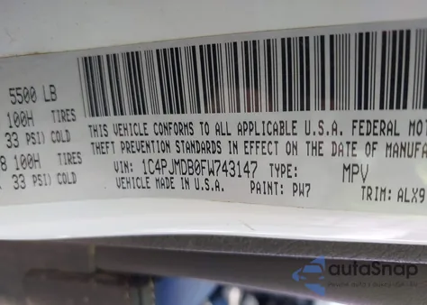 2015 Jeep Cherokee Limited из США, поврежденный, VIN 1C4PJMDB0FW743147